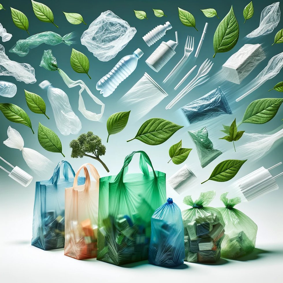 Biodegradable plastic products transitioning into natural elements